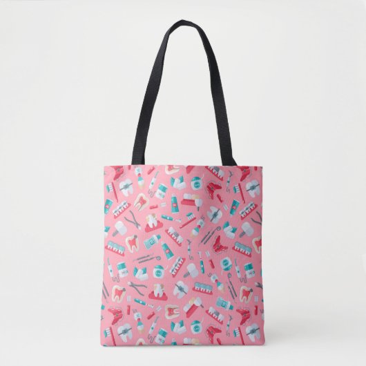 Tote Bag Motif dentaire rose (Devant)