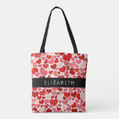 Tote Bag Motif Des Coeurs, Coeurs Rouges, Amour, Votre Nom (Dos)