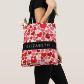 Tote Bag Motif Des Coeurs, Coeurs Rouges, Amour, Votre Nom (De près)