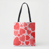 Tote Bag Motif des coeurs et des points rouges (Devant)