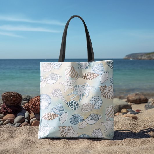 Tote Bag Motif des coquillages de plage d'été