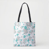Tote Bag Motif Des Eléphants, Eléphants Mignons - Gris Bleu (Devant)