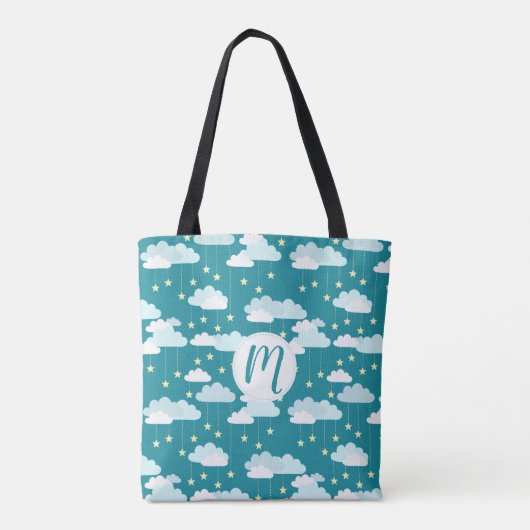 Tote Bag Motif des étoiles et nuages en chute mûre (Dos)