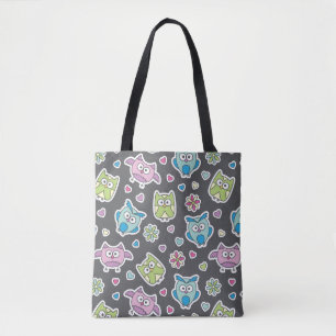 Tote Bag motif des hiboux de bande dessinée