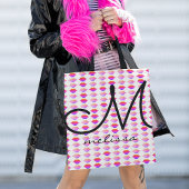 Tote Bag motif des lèvres roses avec nom