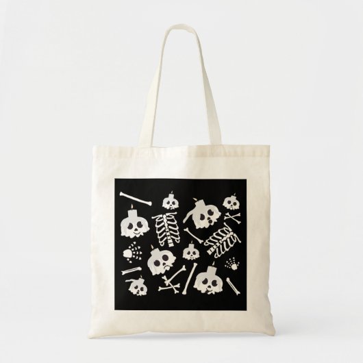Tote Bag Motif des os crâniens de squelette d'Halloween (Devant)