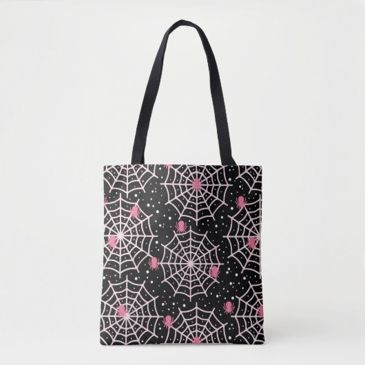 Tote Bag Motif des toiles d'Halloween et araignées (Devant)