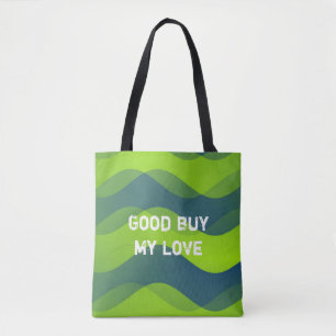 Tote Bag Motif des vagues douces - bleu vert + vos idées