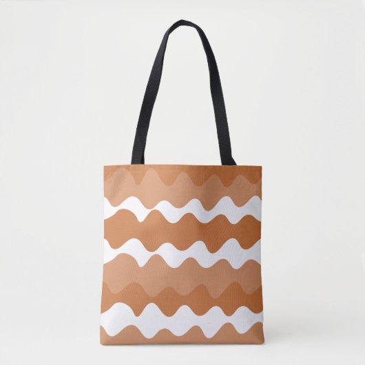 Tote Bag motif des vagues horizontales Brown et blanc (Devant)
