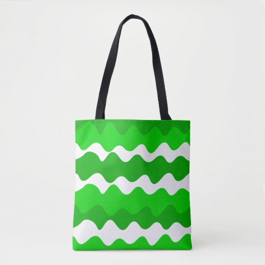 Tote Bag Motif des vagues horizontales vertes et blanches (Devant)