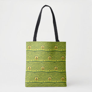 Tote Bag Motif des yeux de serpent - Abstrait reptile vert