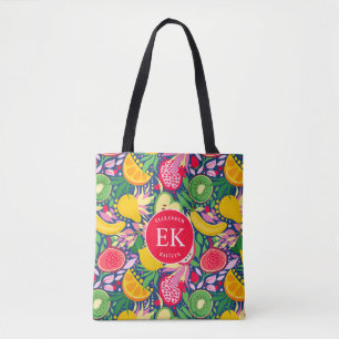 Tote Bag Motif d'été pour le Monogramme de fruits tropicaux