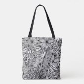 Tote Bag Motif d'évasion tropicale noir et blanc (Dos)