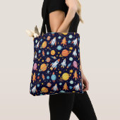 Tote Bag Motif d'exploration spatiale colorée (De près)