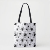 Tote Bag Motif d'Halloween Black White araignées (Devant)