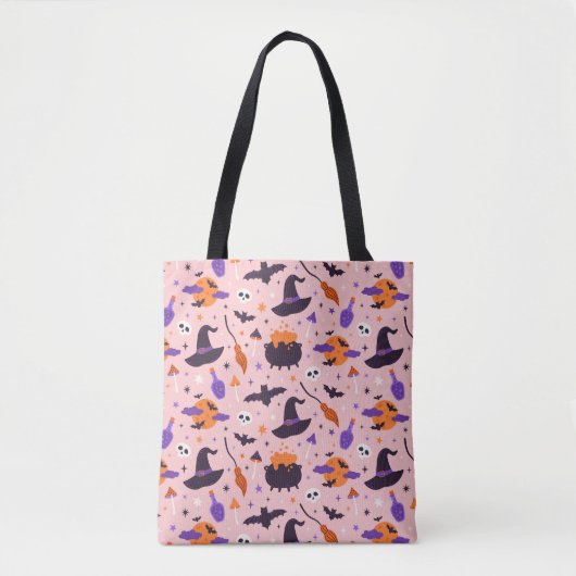 Tote Bag Motif d'Halloween mou et rose (Devant)