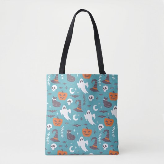 Tote Bag Motif d'Halloween Turquoise amusant (Devant)