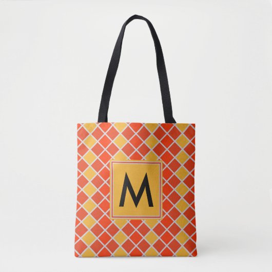 Tote Bag Motif diamant #80 monogrammé (Devant)