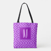 Tote Bag Motif diamant à trois tons violet monogramme (Dos)