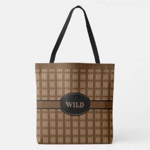 Tote Bag Motif diamant beige sur marron