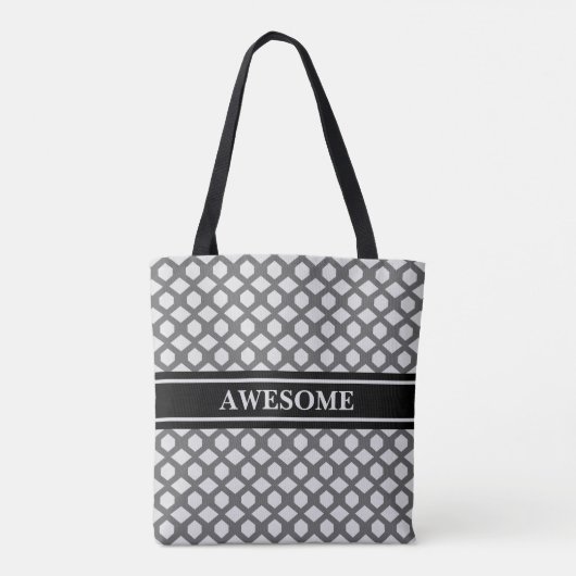 Tote Bag Motif diamant gris et argent avec ceinture noire (Dos)