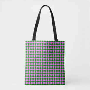 Tote Bag Motif diamant Pink Green Checker