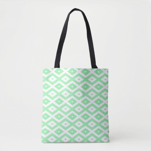 Tote Bag Motif diamant vert et blanc (Devant)