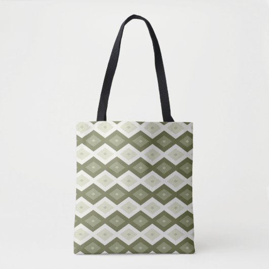 Tote Bag Motif diamant vert olive (Devant)