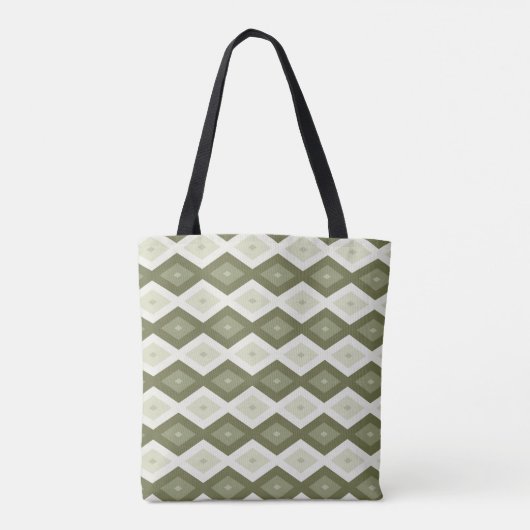 Tote Bag Motif diamant vert olive (Dos)