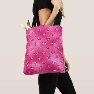 Tote Bag Motif Diamants Brillants Rose Clair Glamour