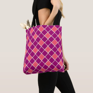 Tote Bag Motif Diamants Rose Feu et Rose Flirt