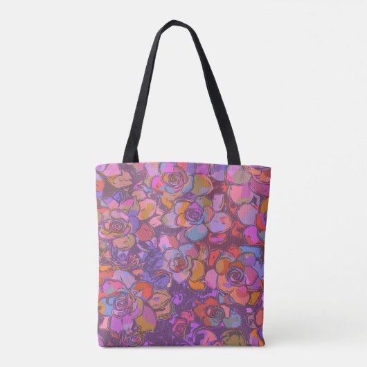 Tote Bag Motif d'illustration de fleurs botaniques en viole (Dos)