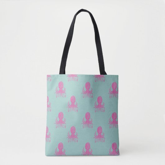Tote Bag Motif d'illustrations de pieuvres mignonnes Aqua e (Devant)