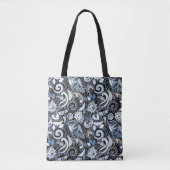 Tote Bag Motif d'impression blanc et bleu (Devant)