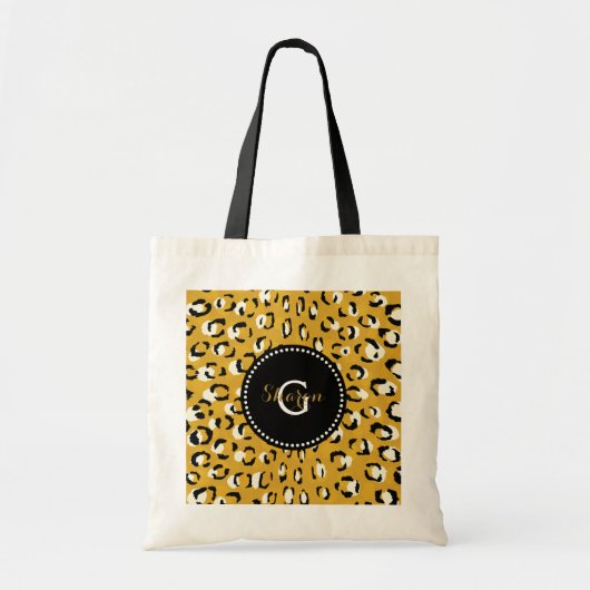 Tote Bag Motif d'impression chic moderne en or cheetah (Devant)