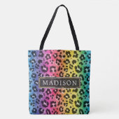 Tote Bag Motif d'impression d'animal guépard léopard arc-en (Devant)