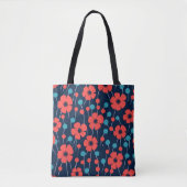 Tote Bag Motif d'impression floral bleu marine (Devant)