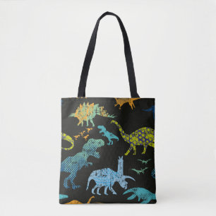 Tote Bag Motif Dino sans couture. Design original avec t-re