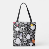 Tote Bag Motif d'oiseaux et de tasses (Dos)