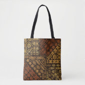 Tote Bag Motif d'origine africaine- marron et or #10 (Devant)