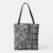 Tote Bag Motif d'origine africaine - Noir et Blanc #6 (Dos)