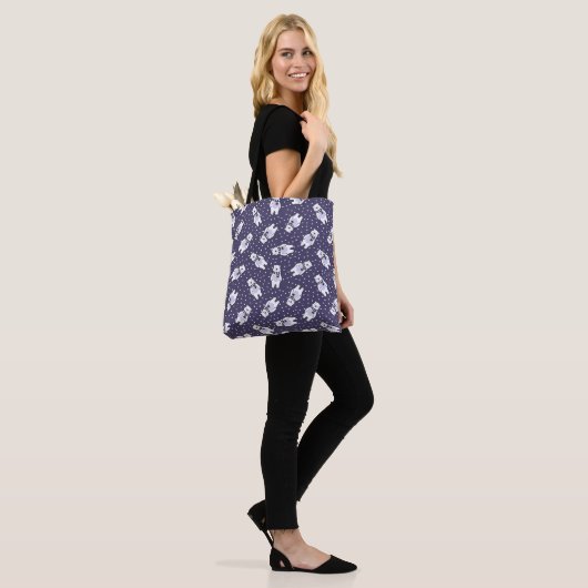 Tote Bag Motif d'ours polaire de neige mignon bleu marine (Sur le modèle)