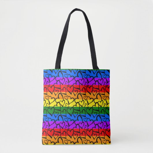 Tote Bag Motif du coeur arc-en-ciel (Devant)