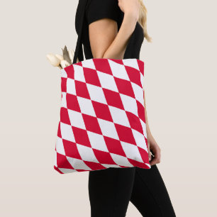 Tote Bag Motif du drapeau diamant de Bavière rouge et blanc