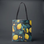 Tote Bag Motif du jardin de citron. Agrumes tropicaux jaune<br><div class="desc">Sac fourre-tout motif citron jaune. Agrumes de jardin fleuri.</div>