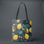 Tote Bag Motif du jardin de citron. Agrumes tropicaux jaune<br><div class="desc">Sac fourre-tout motif citron jaune. Agrumes de jardin fleuri.</div>