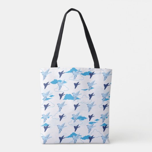 Tote Bag Motif du troupeau d'oiseaux bleus (Dos)