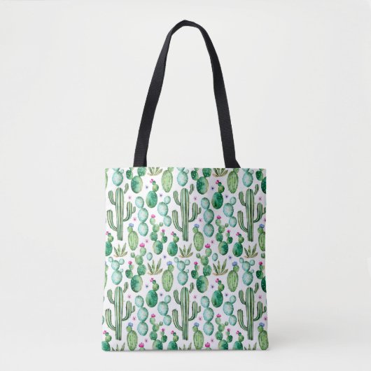 Tote Bag Motif d'usines de cactus d'aquarelle (Devant)