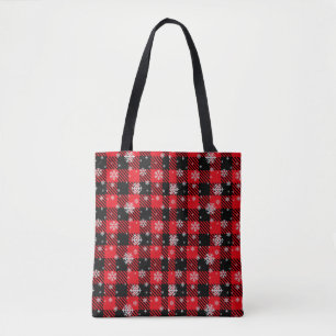Tote Bag Motif écossais festif de Buffalo rouge et noir ave
