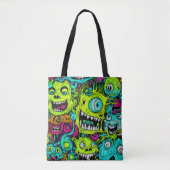 Tote Bag Motif éffrayant Green Monster (Devant)